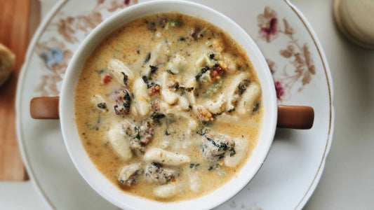 Creamy Sausage & Pumpkin Pasta Soup