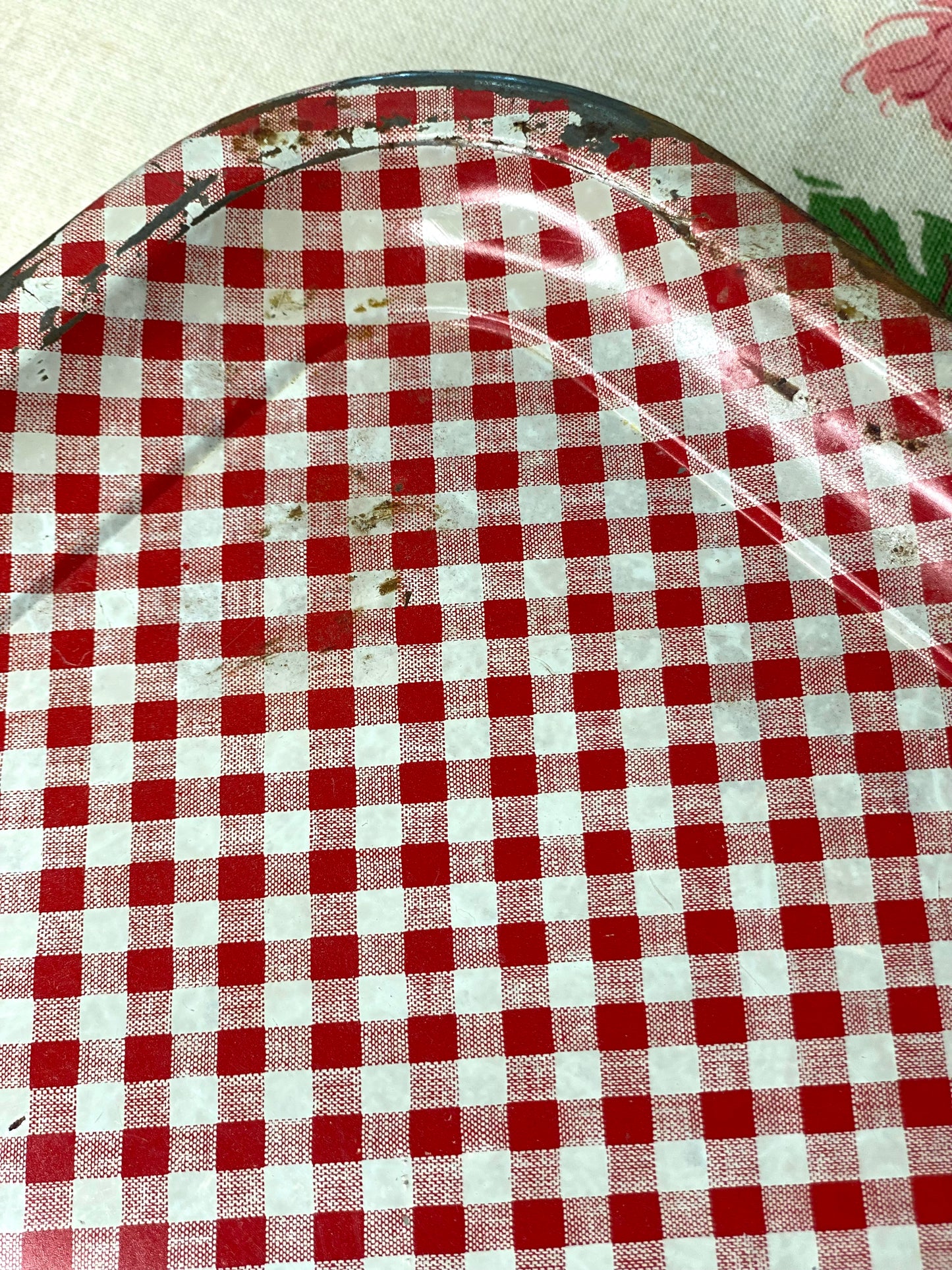 Vintage Red Checked Luncheon Trays Set of 4