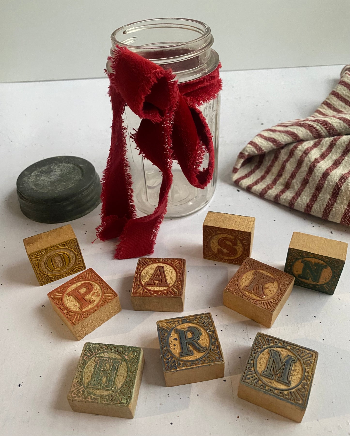 Vintage Jar with Vintage Blocks