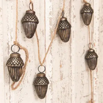 Antiqued Glass Acorn Garland