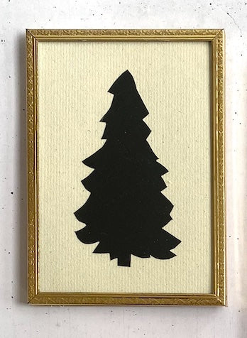 Hand-Cut Tree Silhouette in a Vintage Frame
