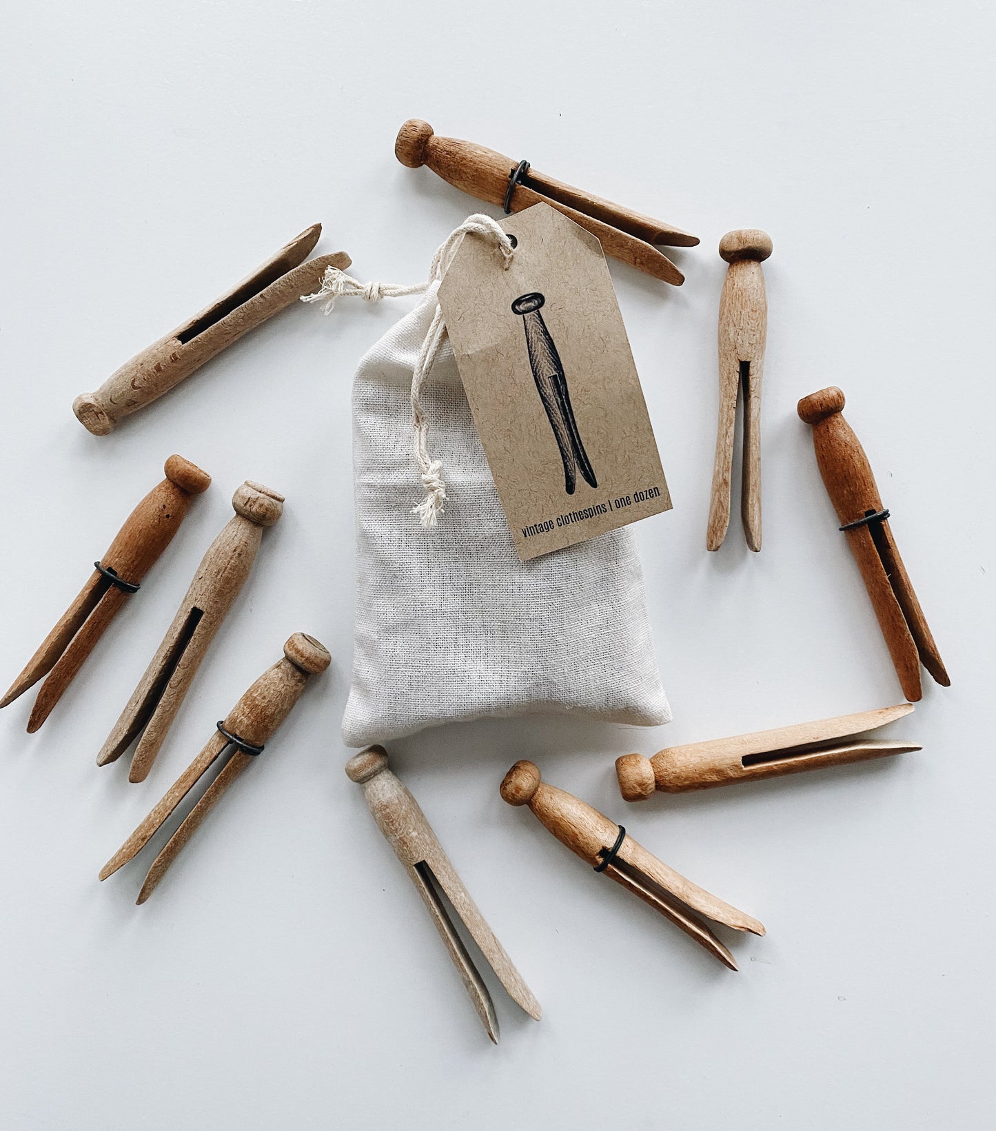 Vintage Clothespins set of 12