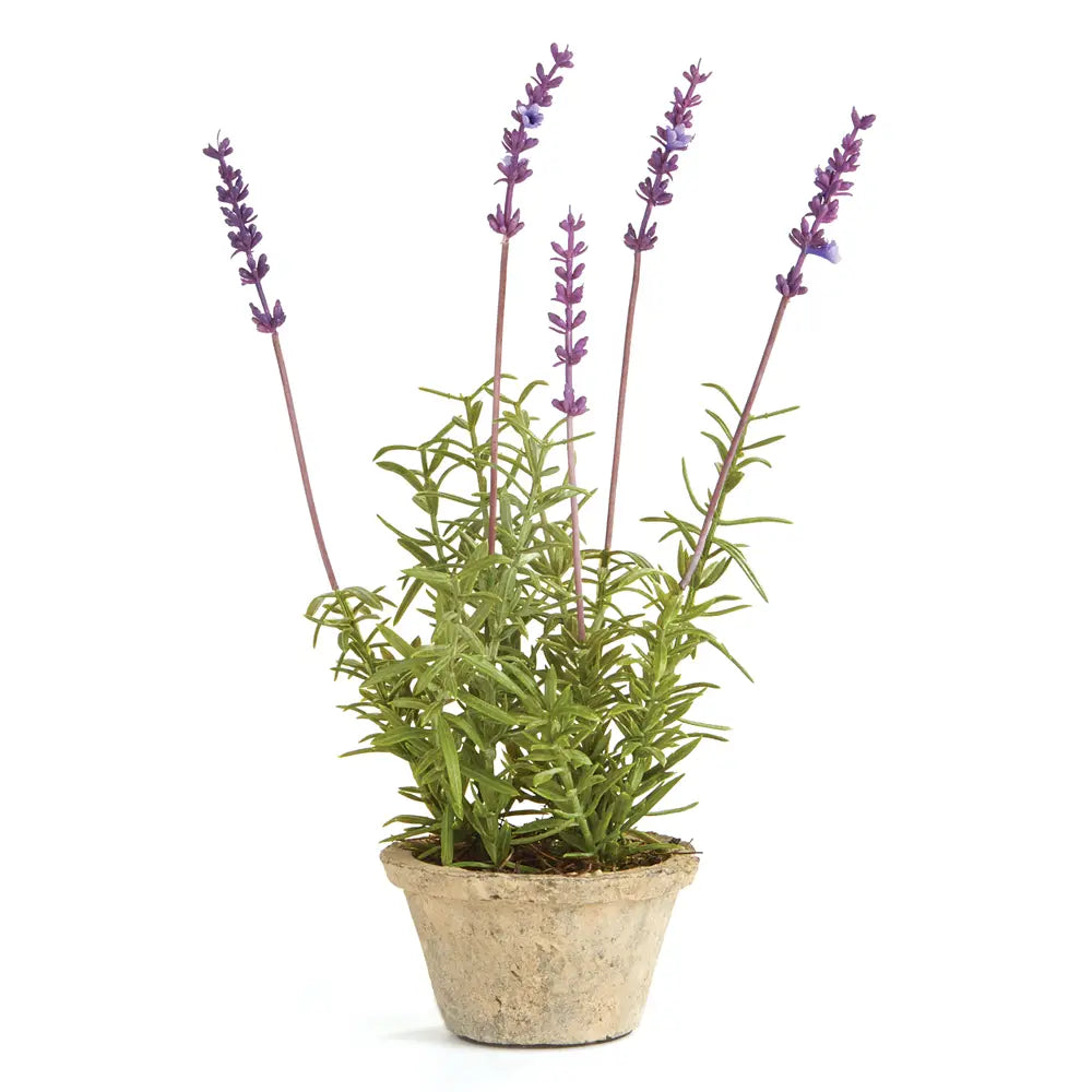 Faux Lavender Plant in Cement Pot - 12 1/2" small