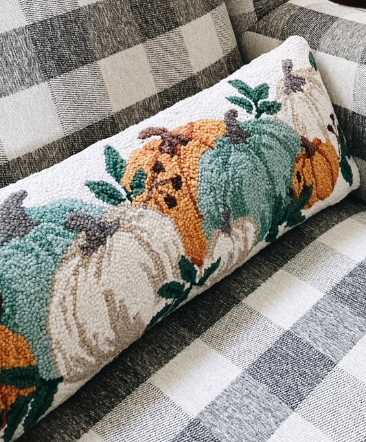 Pumpkin Festival Hooked Lumbar Pillow