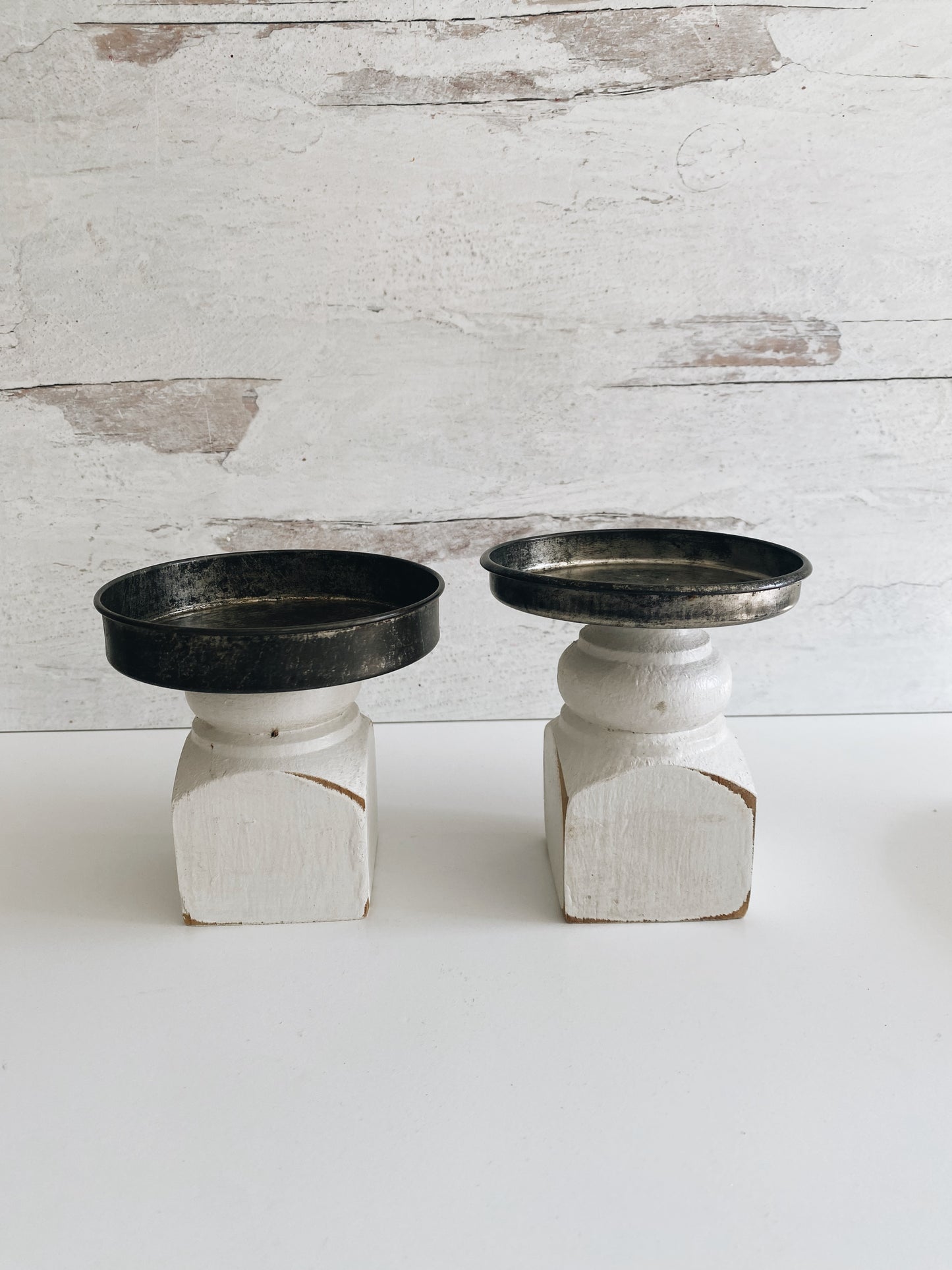 Vintage Tin Pedestals- set of 2