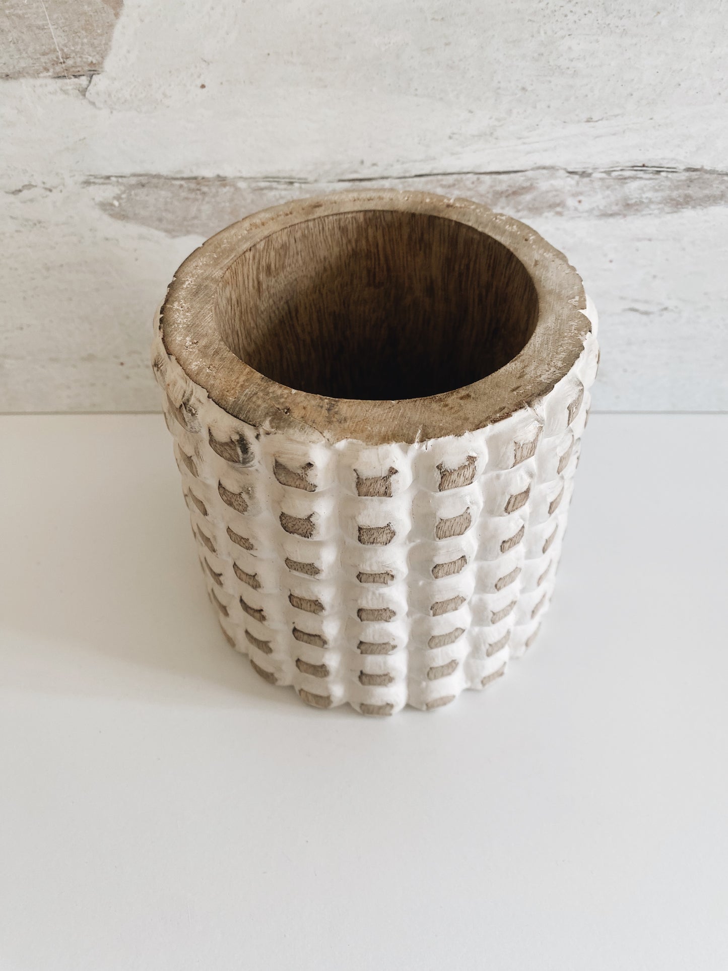 Wood Hobnail Style Vase