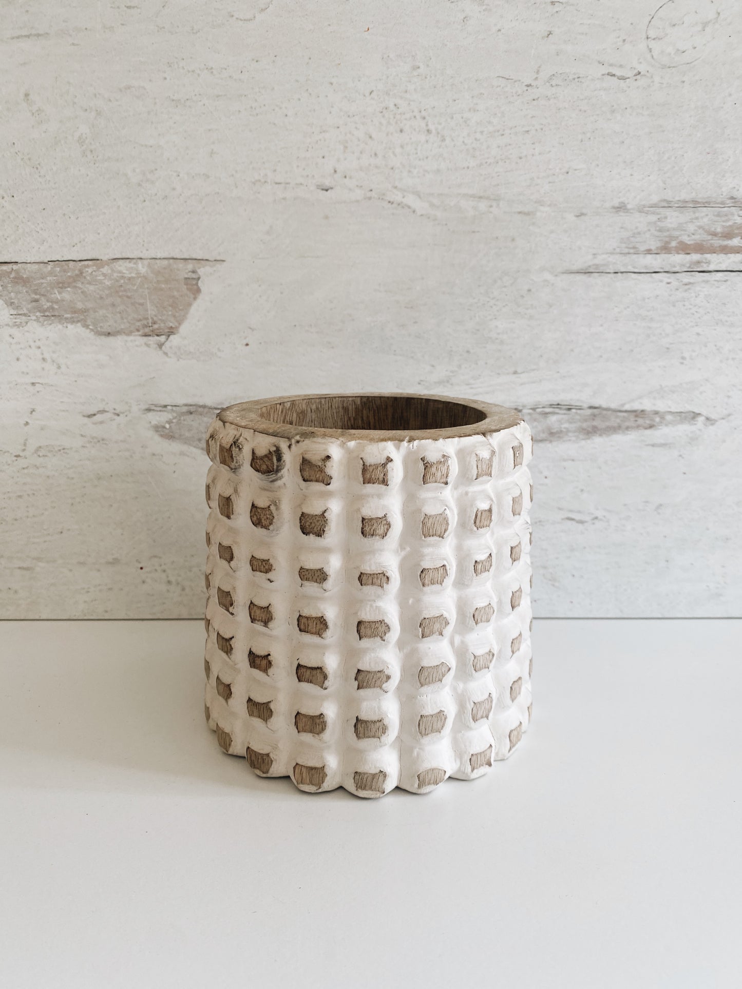 Wood Hobnail Style Vase