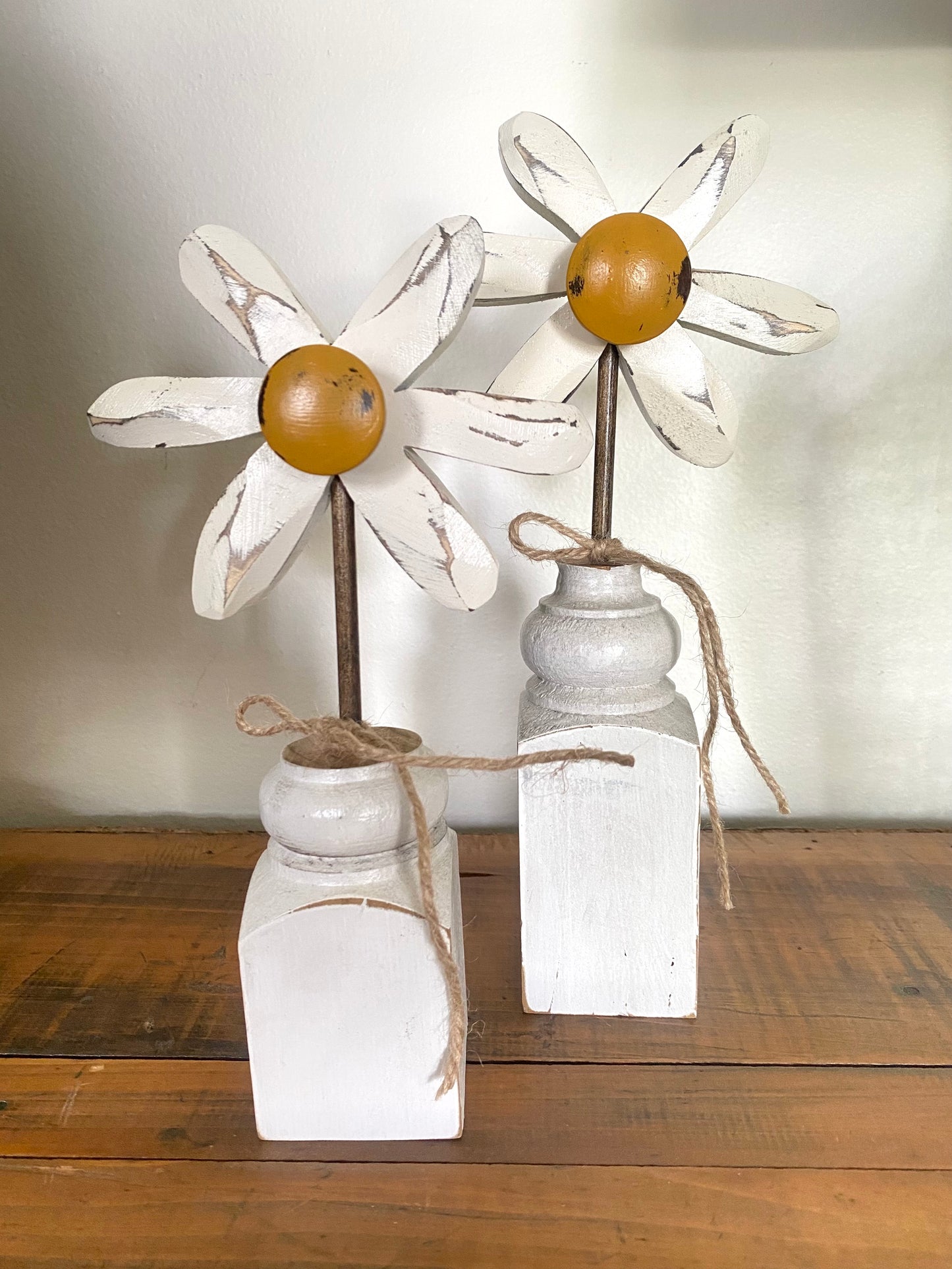 Handmade Wooden Daisies - set of 2