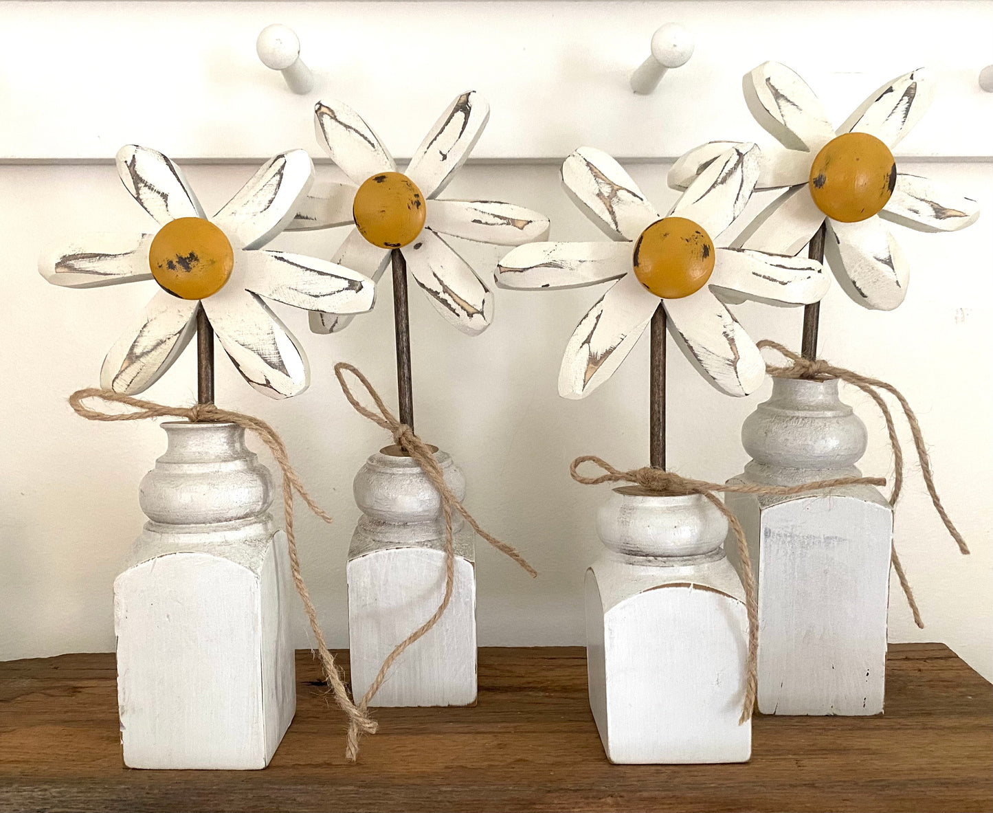 Handmade Wooden Daisies - set of 2