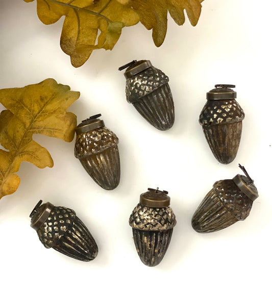 Antique Glass Acorn Ornaments- set of 6