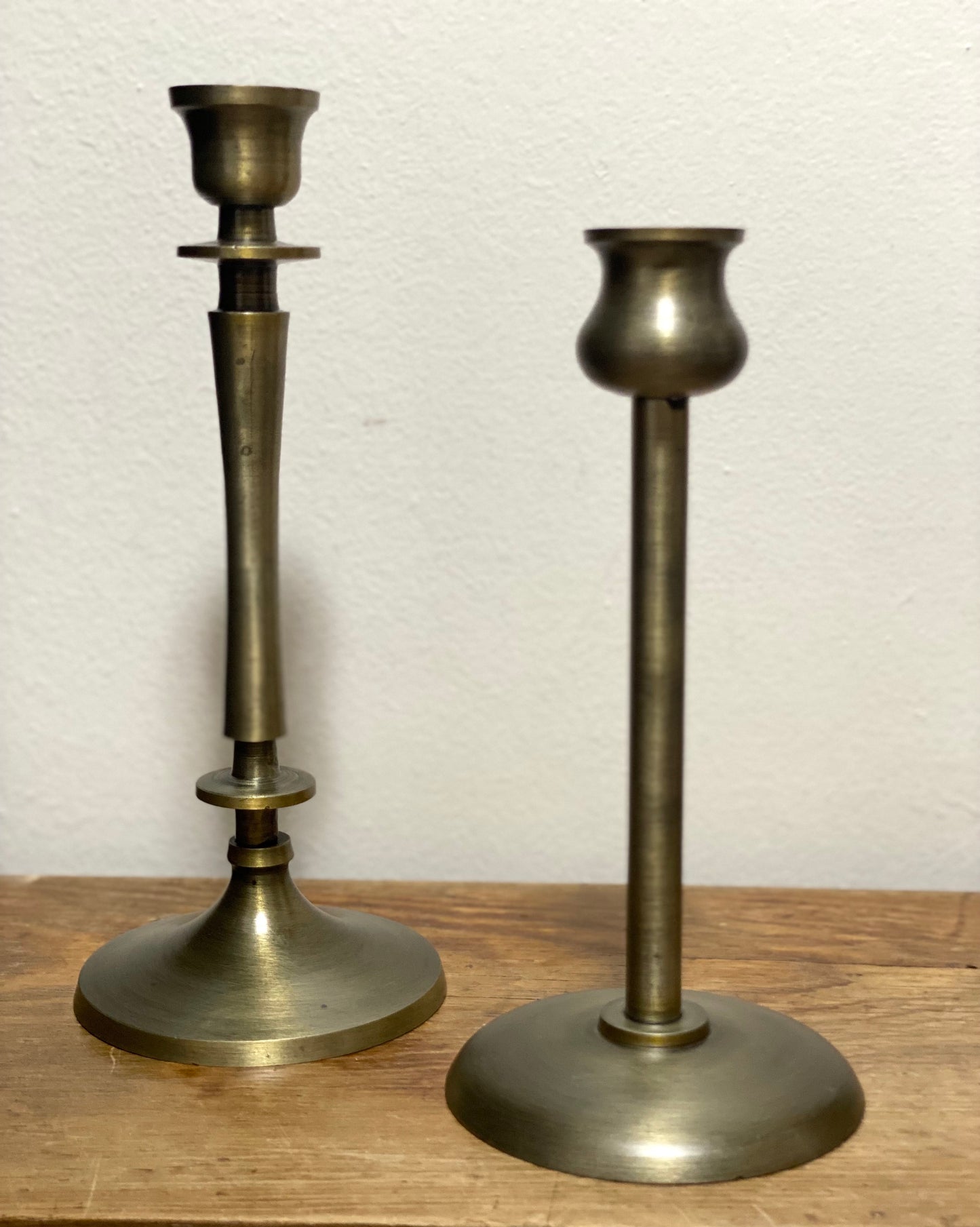 Set of Two Brass Finish Taper Candle Holders
