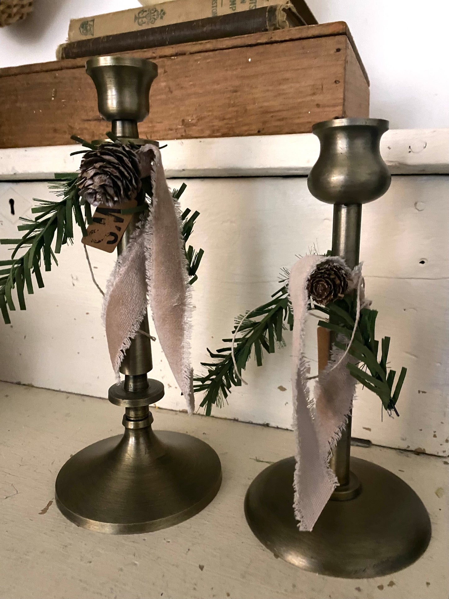 Brass Finish Candle Sticks - Set of 2