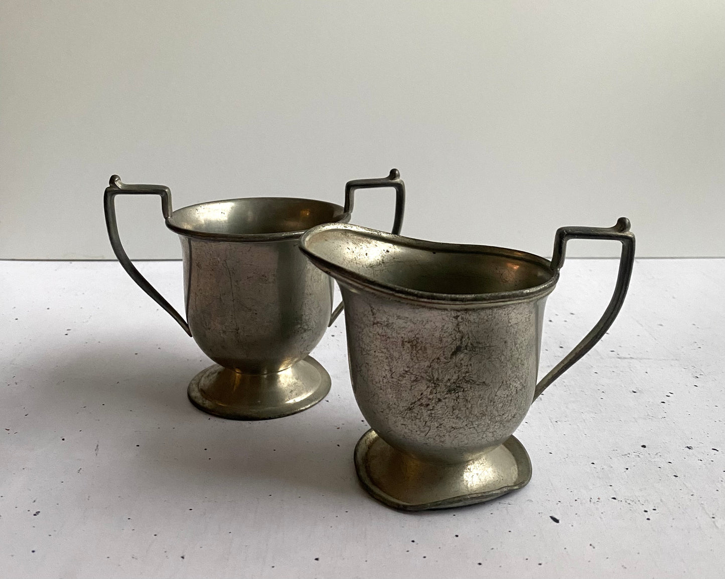 Vintage Pewter Creamer and Sugar