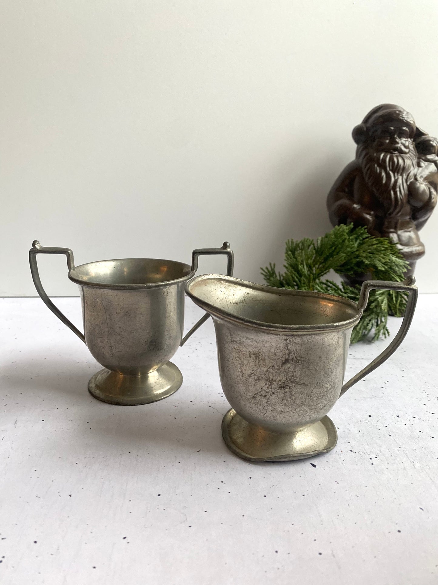 Vintage Pewter Creamer and Sugar