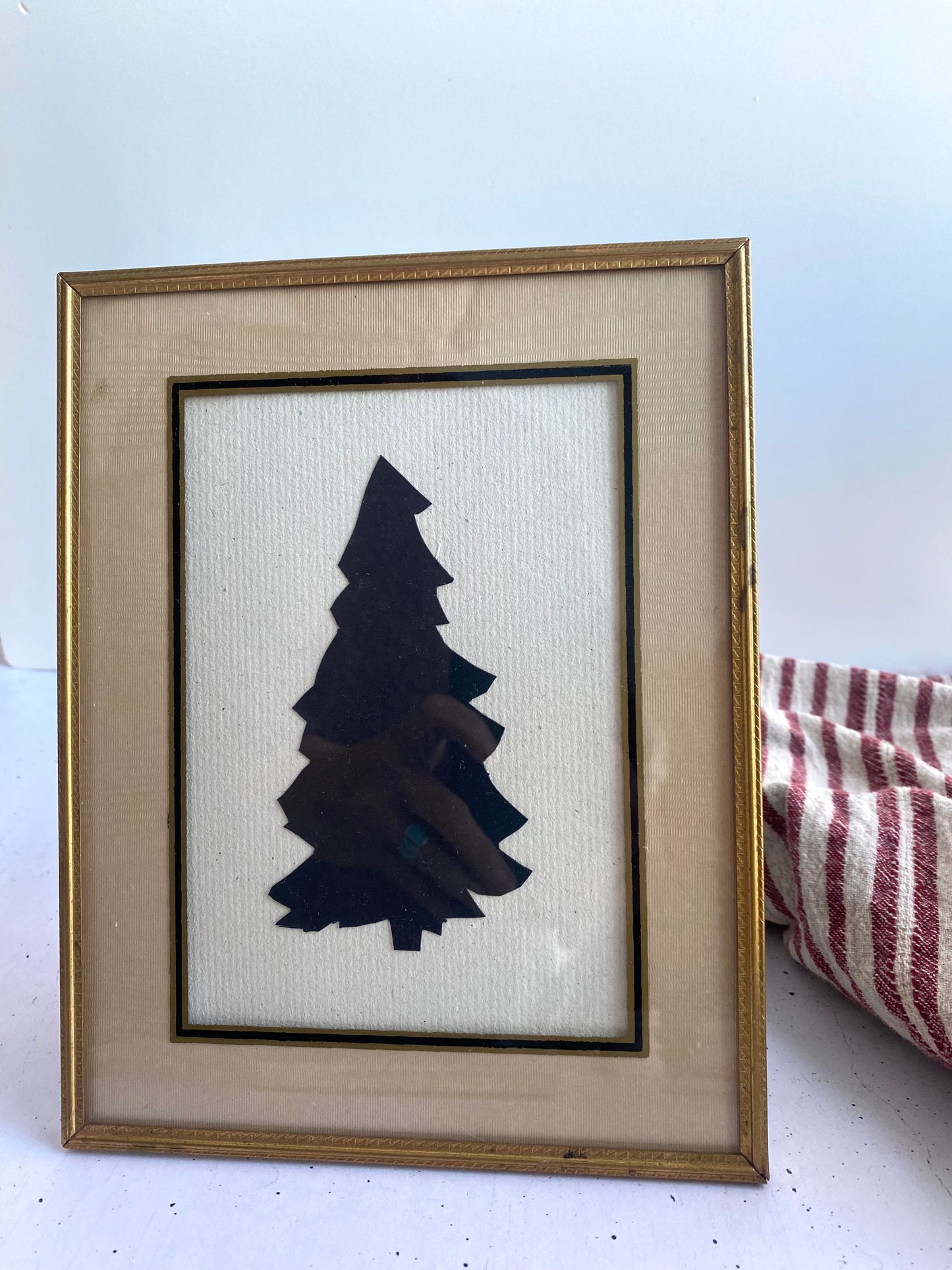 Hand-Cut Tree Silhouette in a Vintage Frame